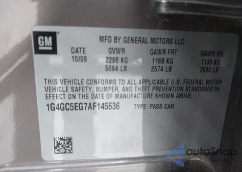 2010 Buick Lacrosse Cxl из США, поврежденный, VIN 1G4GC5EG7AF145636